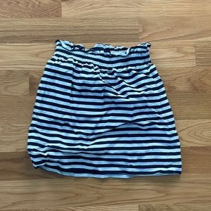 blue and white striped skirt